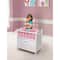 Badger Basket White Cabinet Doll Crib with Pink & White Chevron Bedding